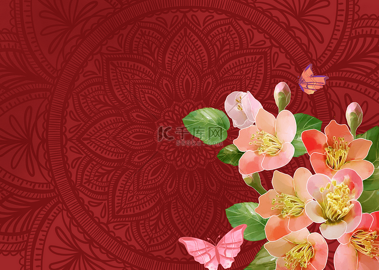 红色花朵立体背景