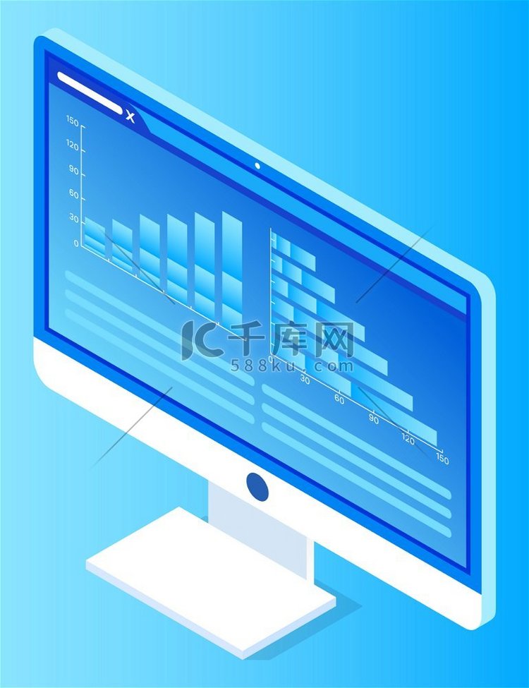 个人计算机屏幕上的信息图表和图