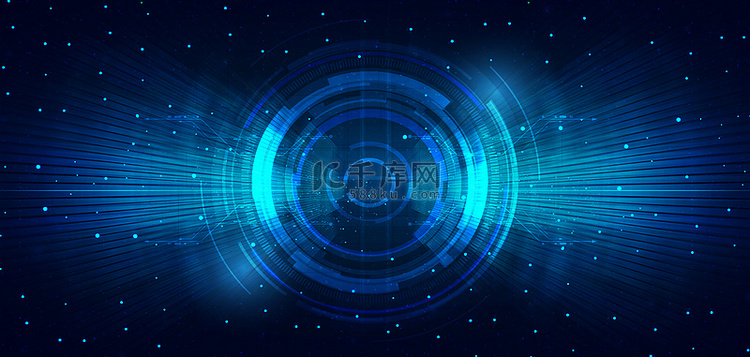 科技光效圆盘蓝色大气科技感海报