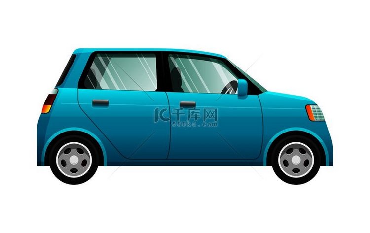 运输蓝色小型汽车的插图具有燃油