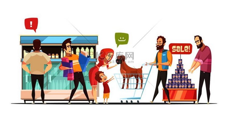 超市设计理念中的家庭与父母一起