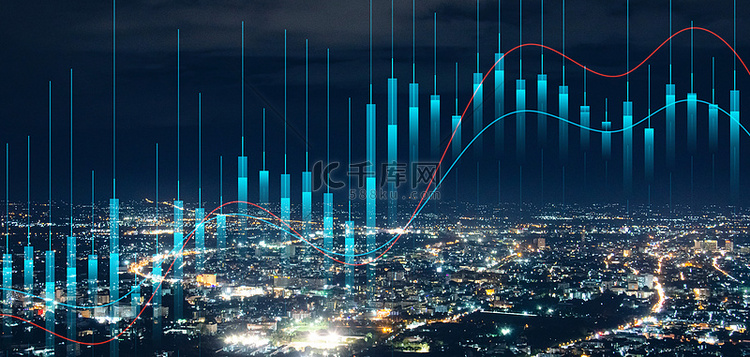 股市金融城市蓝黑色大气背景