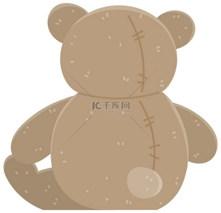 棕熊儿童柔软玩具的后视图泰迪熊
