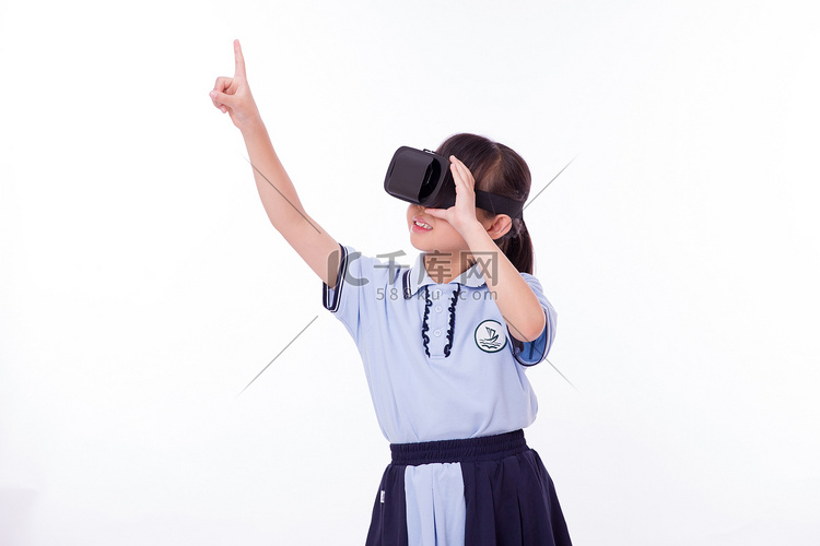 VR眼镜小学生虚拟科技科技人像