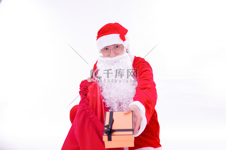 圣诞节礼物圣诞老人人像礼物盒摄