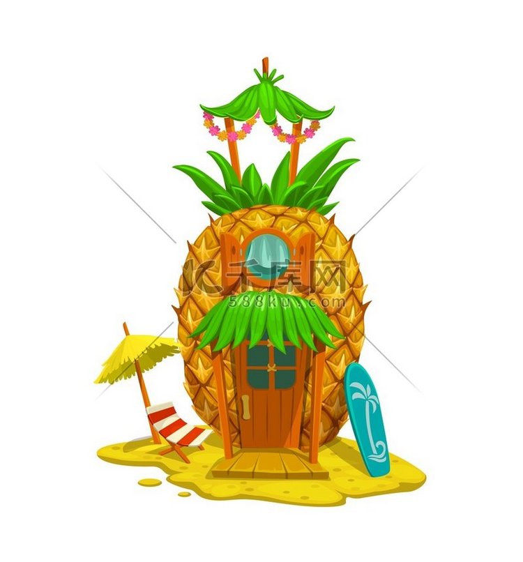 卡通童话菠萝屋建筑热带水果幻想