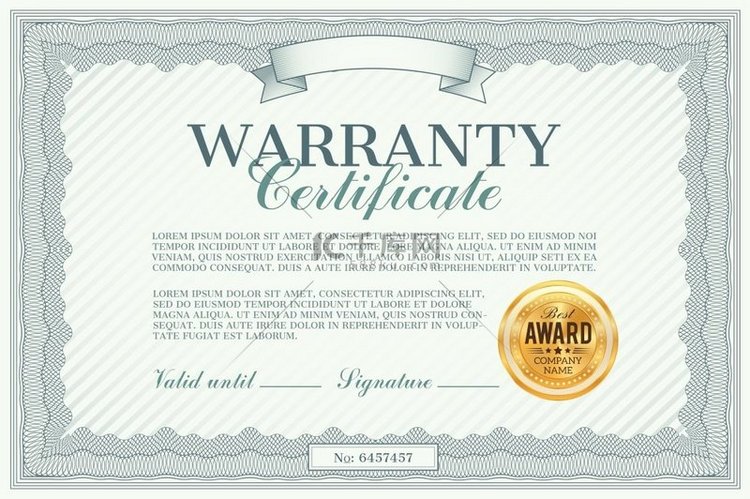 保修证书矢量模板质量保证和客户