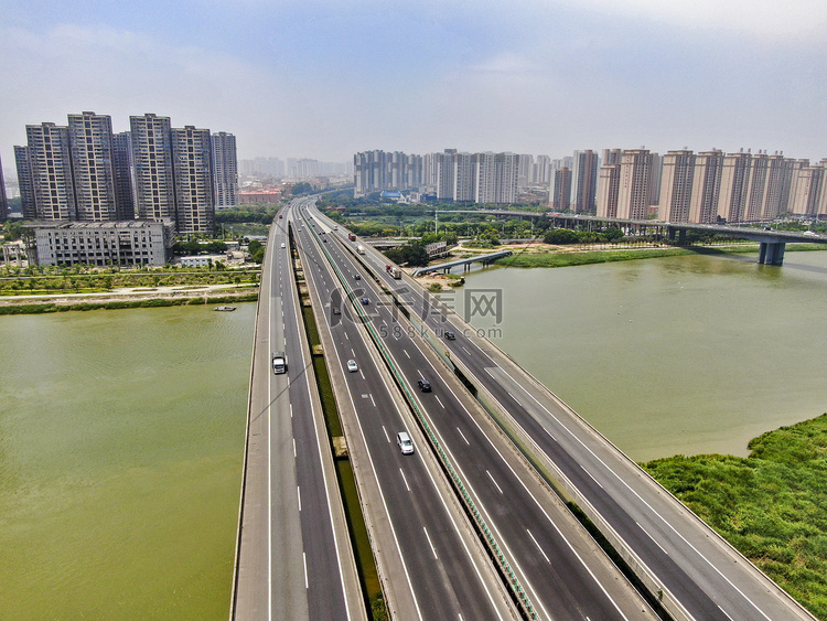 福建泉州成洲大桥交通航拍摄影图
