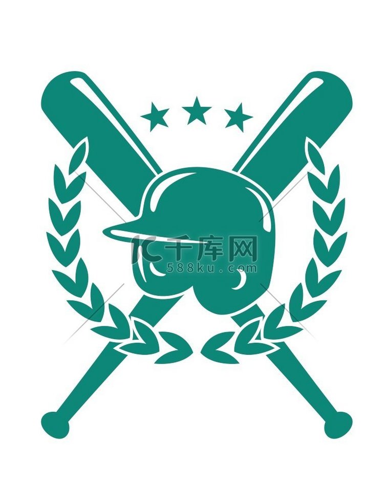 绿色和白色的棒球锦标赛徽章，头