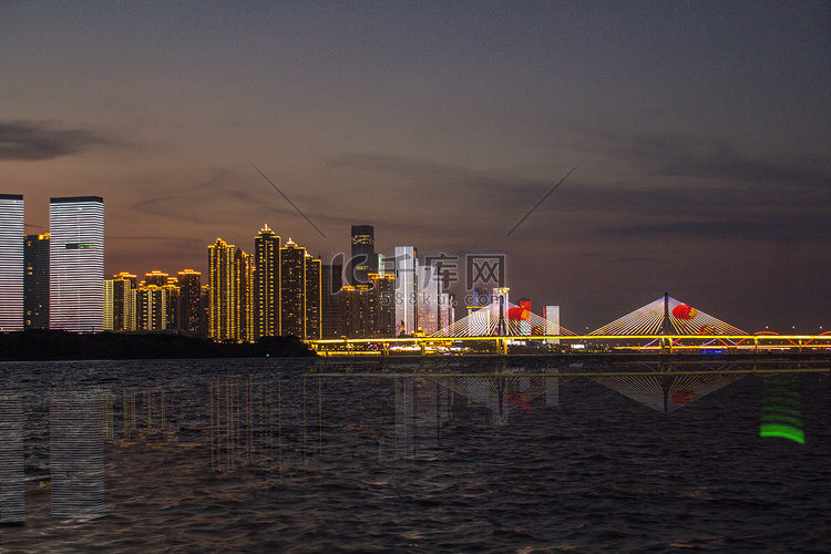 湘江一桥夜晚江景城市夜景城市风