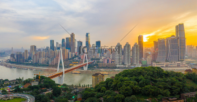 重庆夕阳朝天门建筑高楼摄影图配