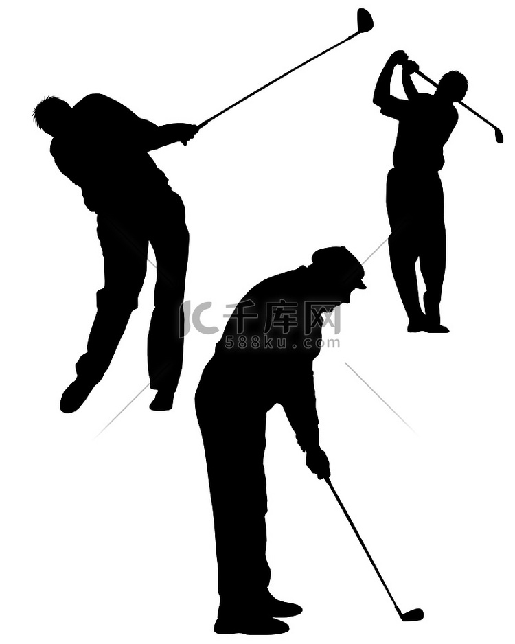 高尔夫玩家 silhouettes
