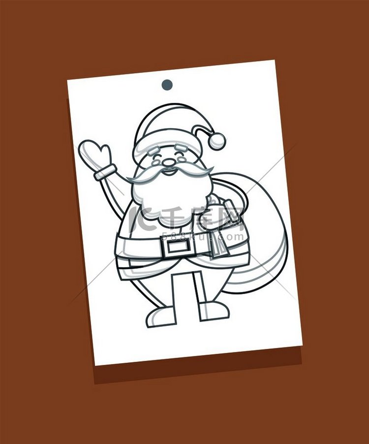 圣诞老人素描，无色的冬季角色图