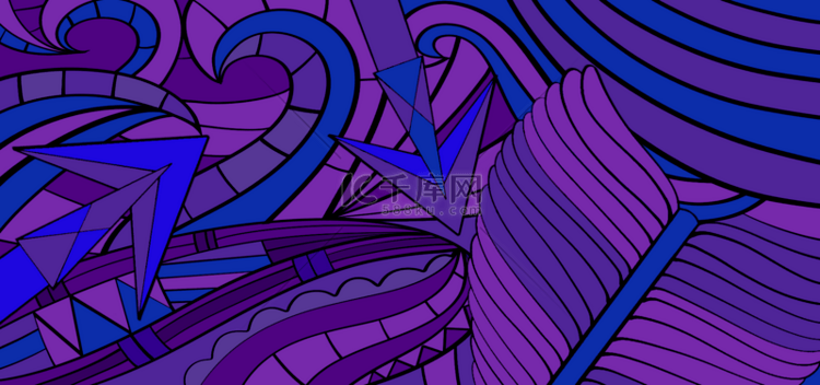 涂鸦花纹装饰蓝紫色创意背景