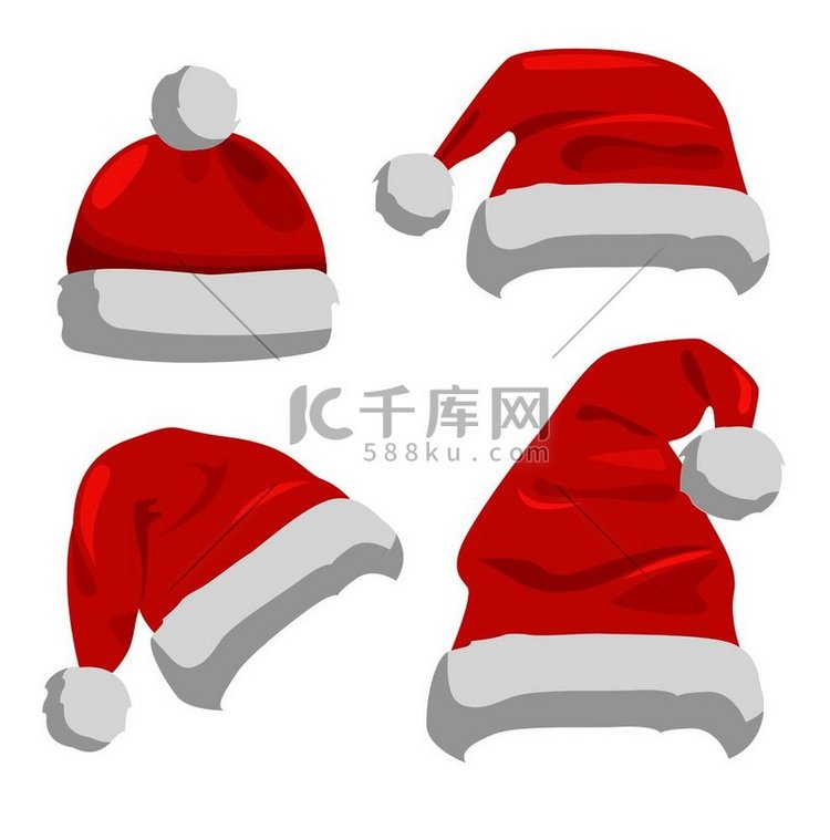 红色的圣诞老人帽子，冬季角色的