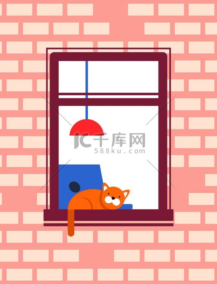 猫睡在开着窗户的窗台上，房间里