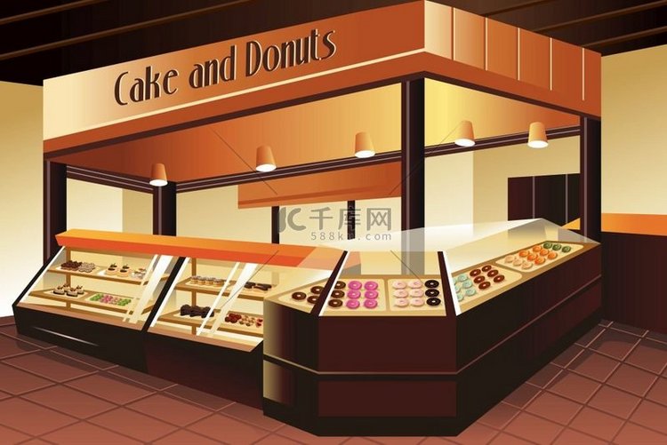 杂货店蛋糕和甜甜圈部分的矢量图
