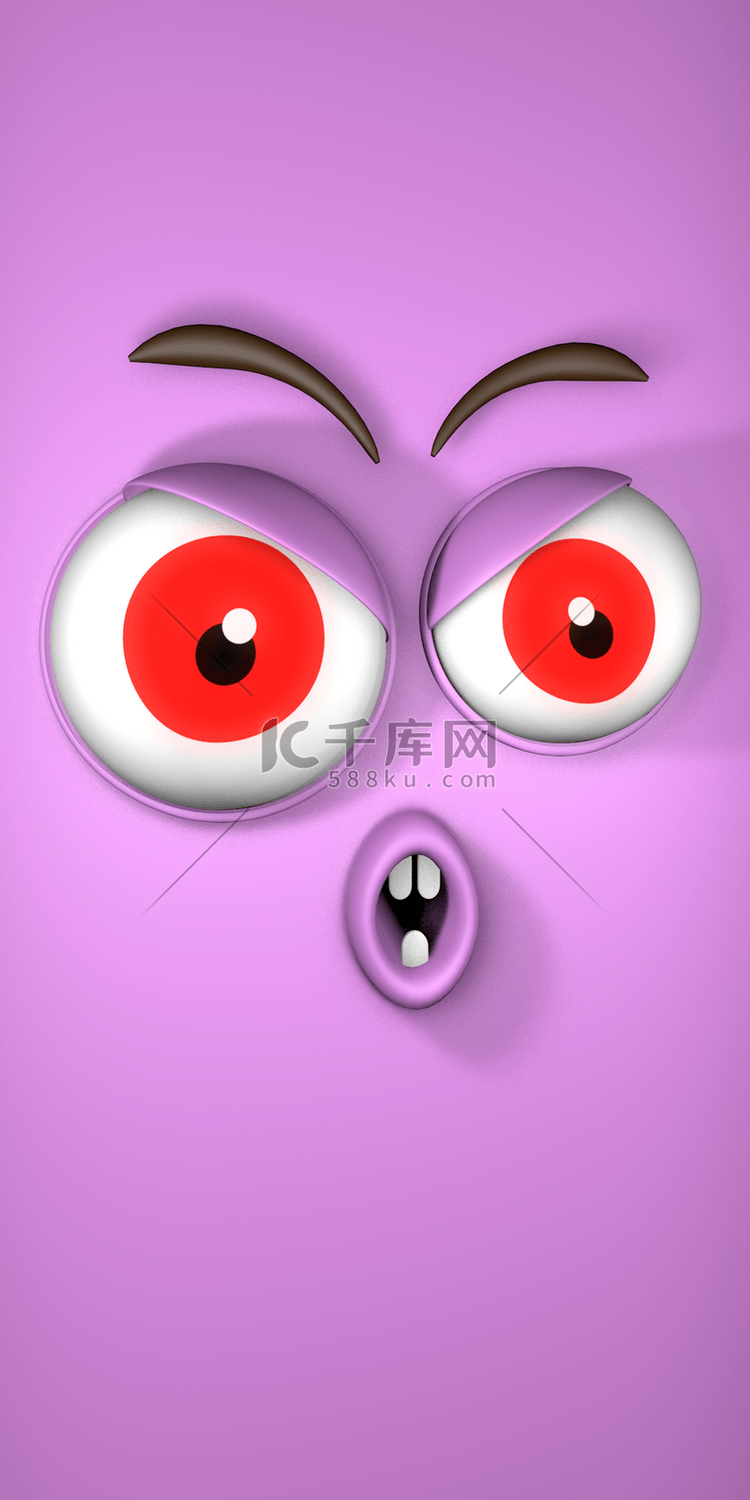 怪物万圣节表情3d壁纸紫色