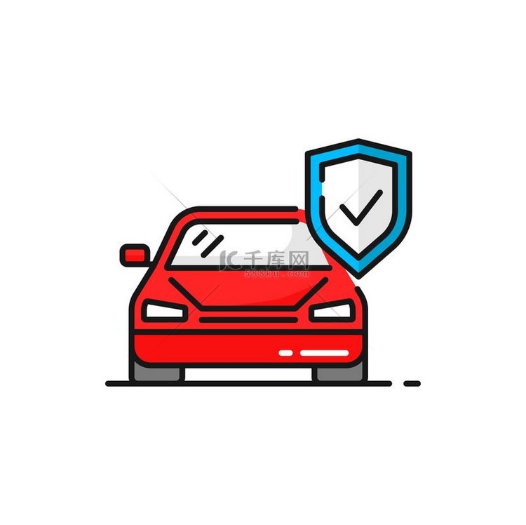 汽车保险和安全防护罩隔离轮廓颜