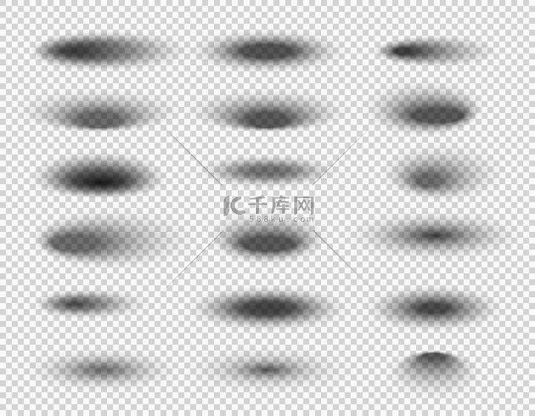 圆形椭圆逼真的透明阴影效果和对