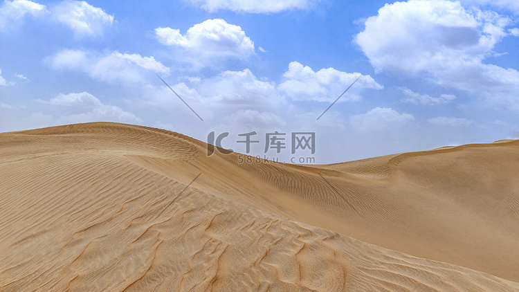 沙漠蓝天白云上午沙漠春季素材摄
