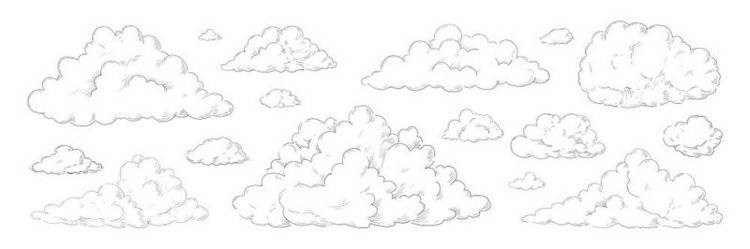 手绘云天空背景的复古素描复古铅