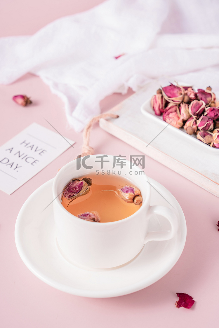 玫瑰花茶泡茶养生茶饮茶水摄影图