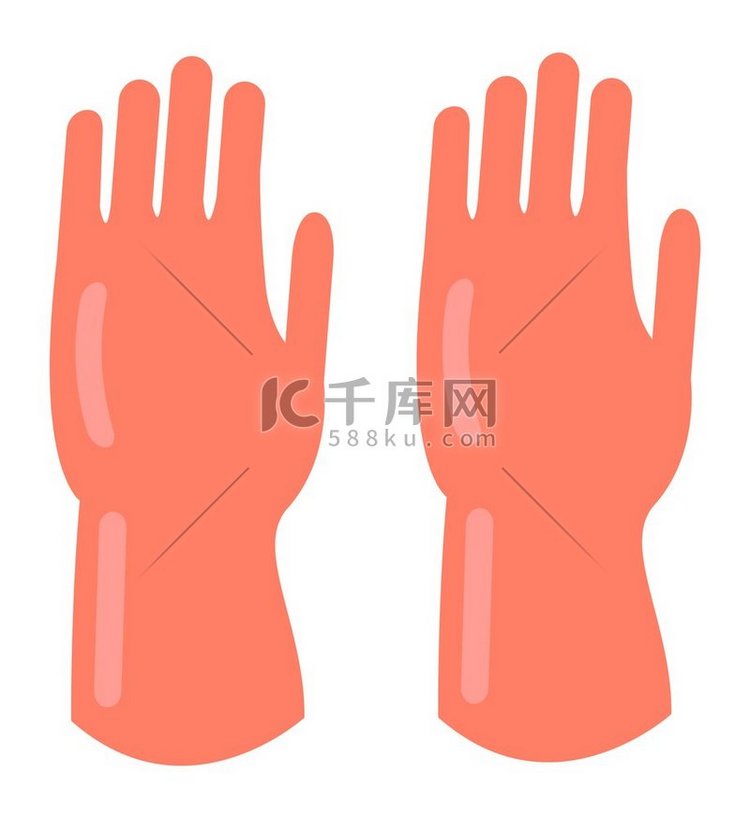橙色清洁手套扁平图标矢量手套乳