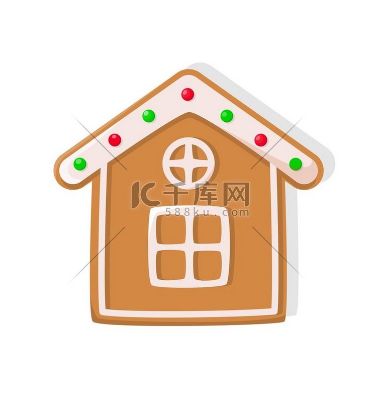 房子的圣诞饼干有窗户和屋顶上的