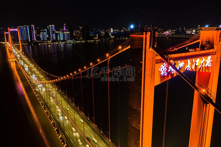 武汉鹦鹉洲大桥大气实拍航拍图片