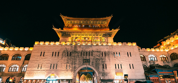 旅游晚上洛阳丽景门户外建筑夜景