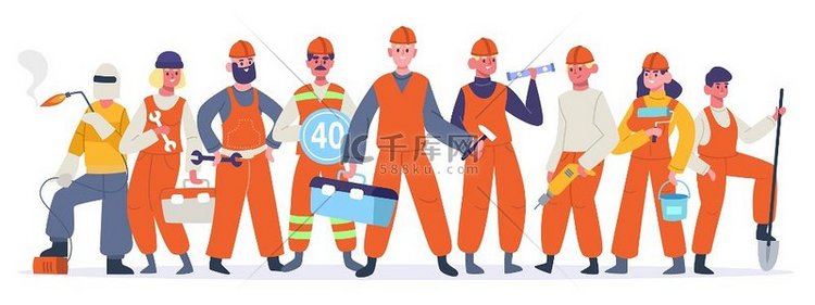 建筑工人团队工业服务工人建筑工