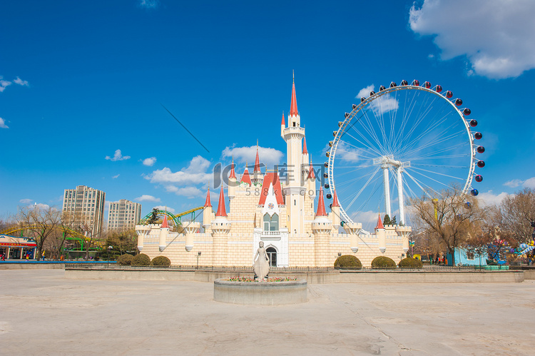 摩天轮夏天浪漫游乐场游览摄影图