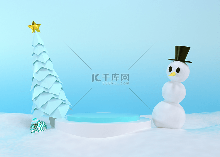 圣诞节主题可爱雪人背景圆柱电子