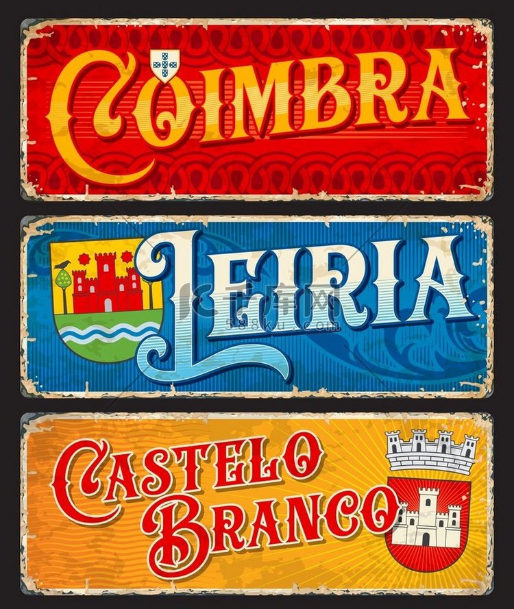 葡萄牙旅游贴纸标签或矢量复古版