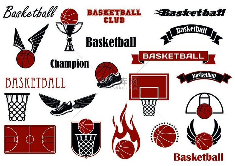 篮球运动比赛和运动标志或徽章的