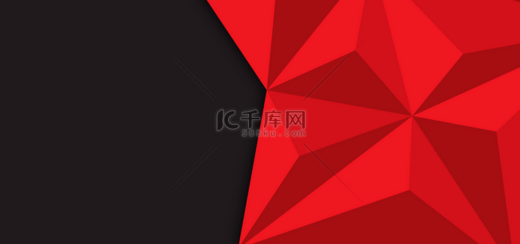 立体三角形黑色底色折纸效果红色