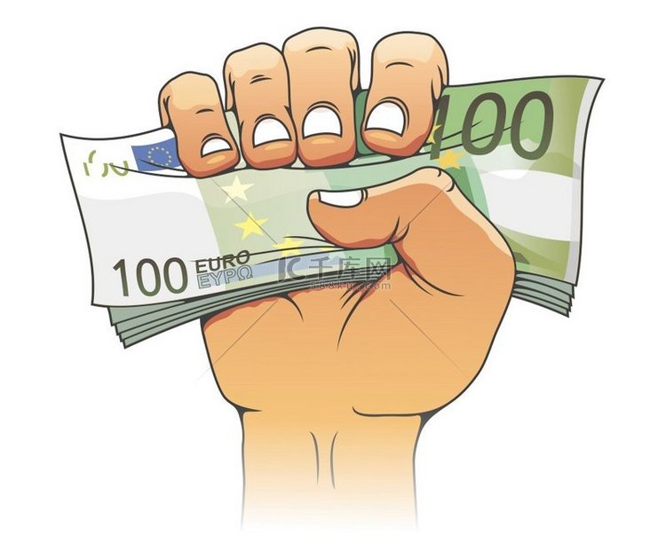 人们手中的欧元钞票为金融概念