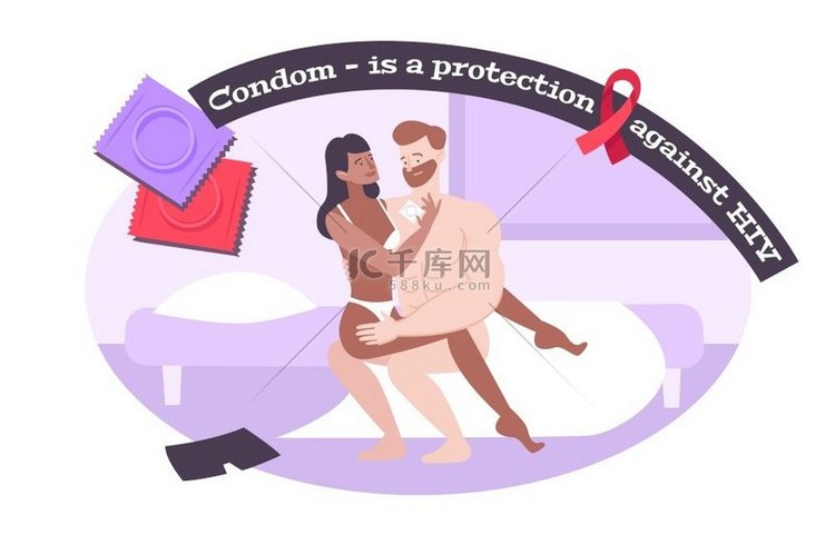 艾滋病毒艾滋病保护避孕套平面组