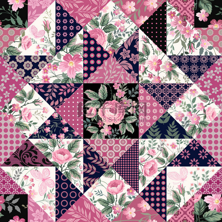 modèle sans couture patchwork floral  