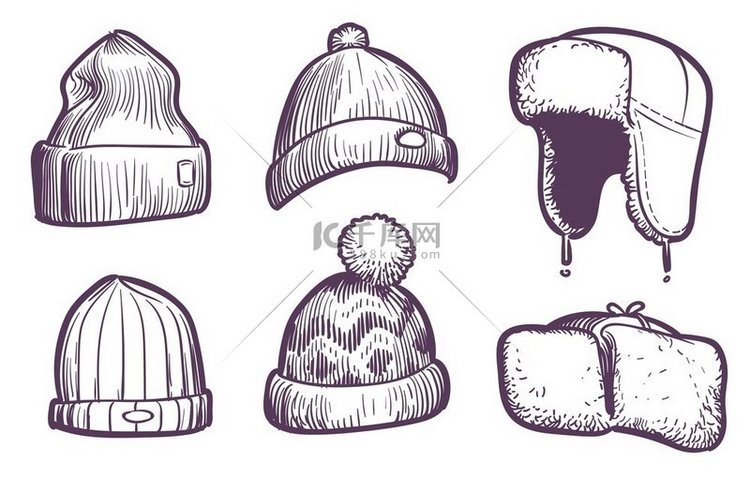 绘制男士帽子温暖的冬秋时尚帽子