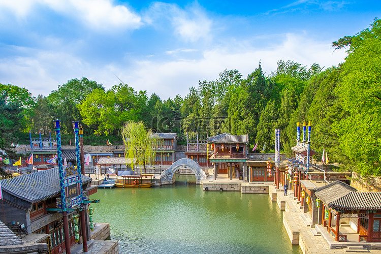 京夏天颐和园昆明湖旅行摄影图配