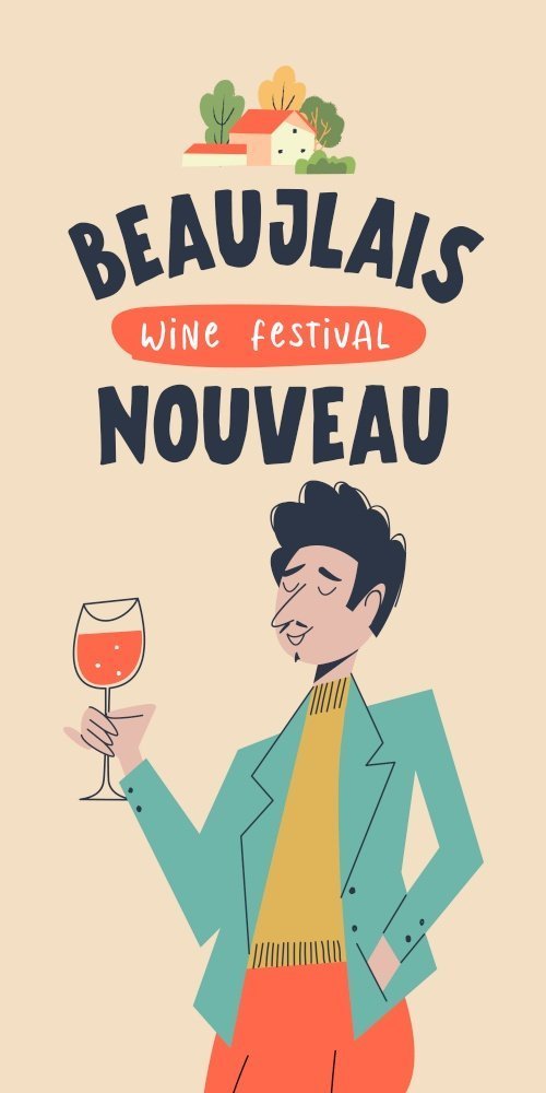 博若莱新酒，法国葡萄酒节的海报