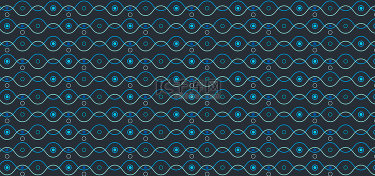 曲线圆点蓝色几何图案无缝背景