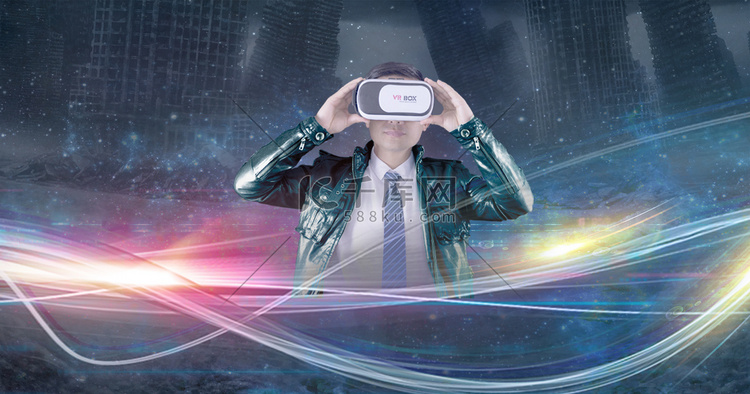 VR虚拟战争游戏科技摄影图未来