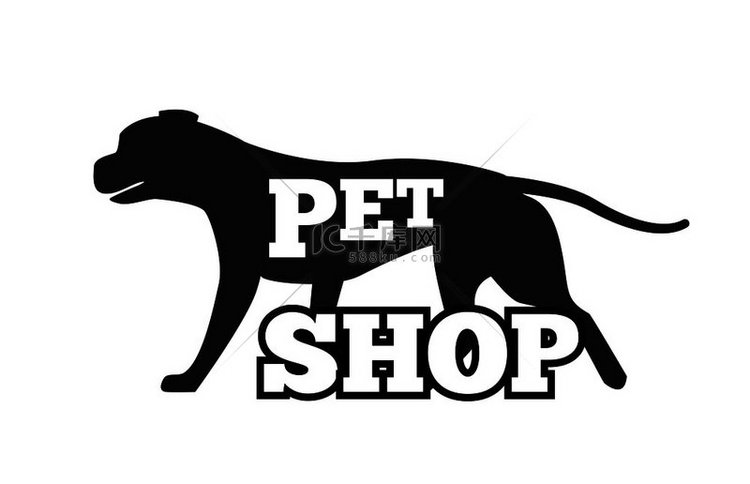 宠物店标识设计犬类动物剪影广告