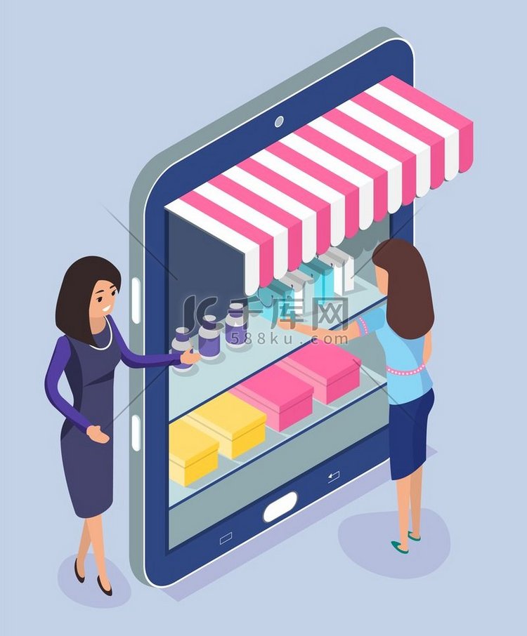 在手机上的在线购物概念。