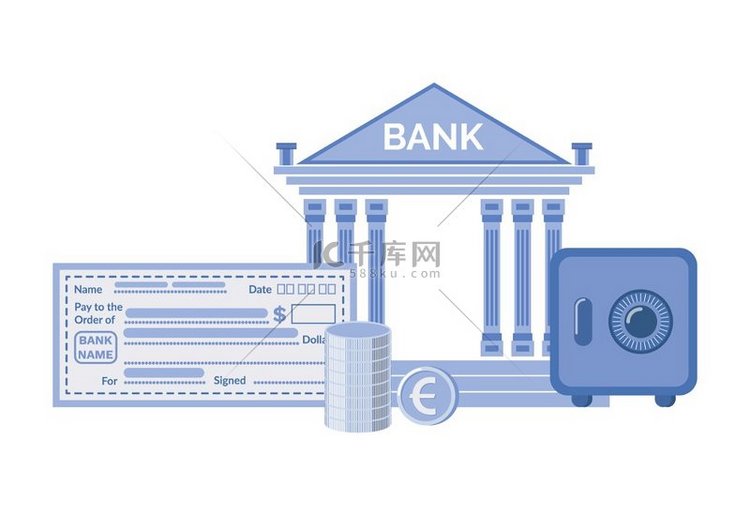 银行机构矢量采用经典风格的立柱