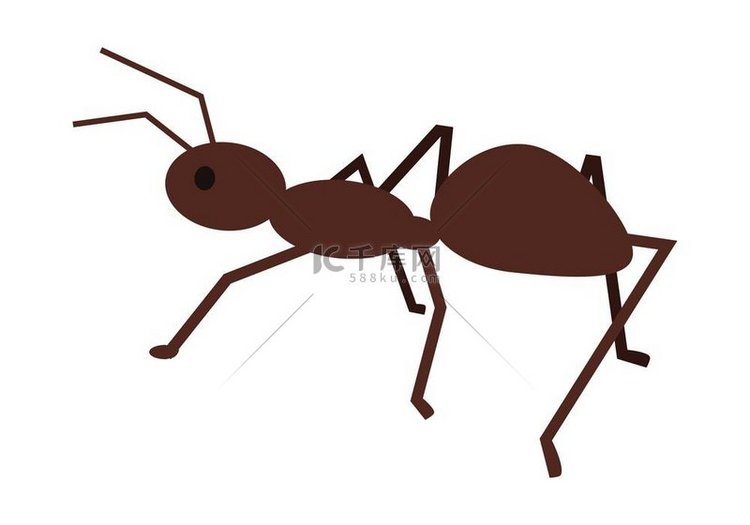 平面样式的蚂蚁矢量插图。