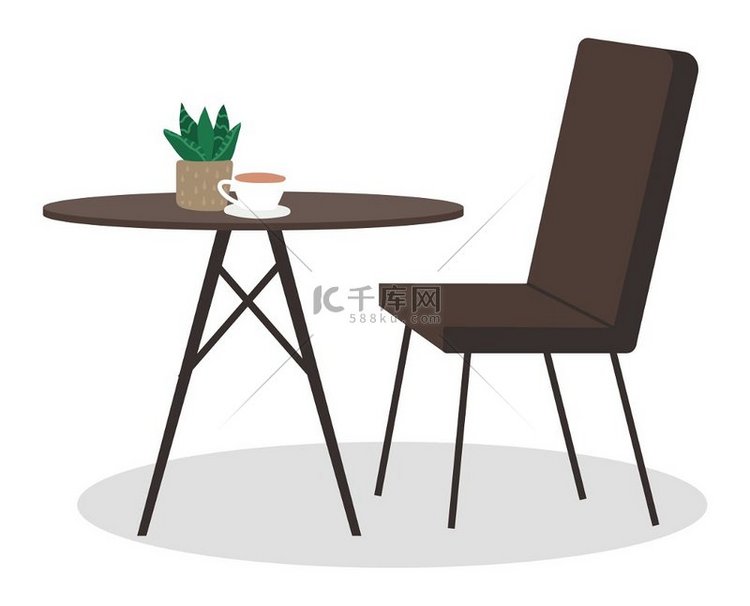 空椅子和餐桌或办公桌，上面放着